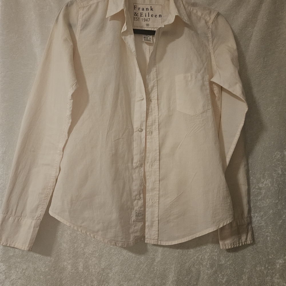 BLOUSE Frank and Eileen Peach Voile Shirt Size XS